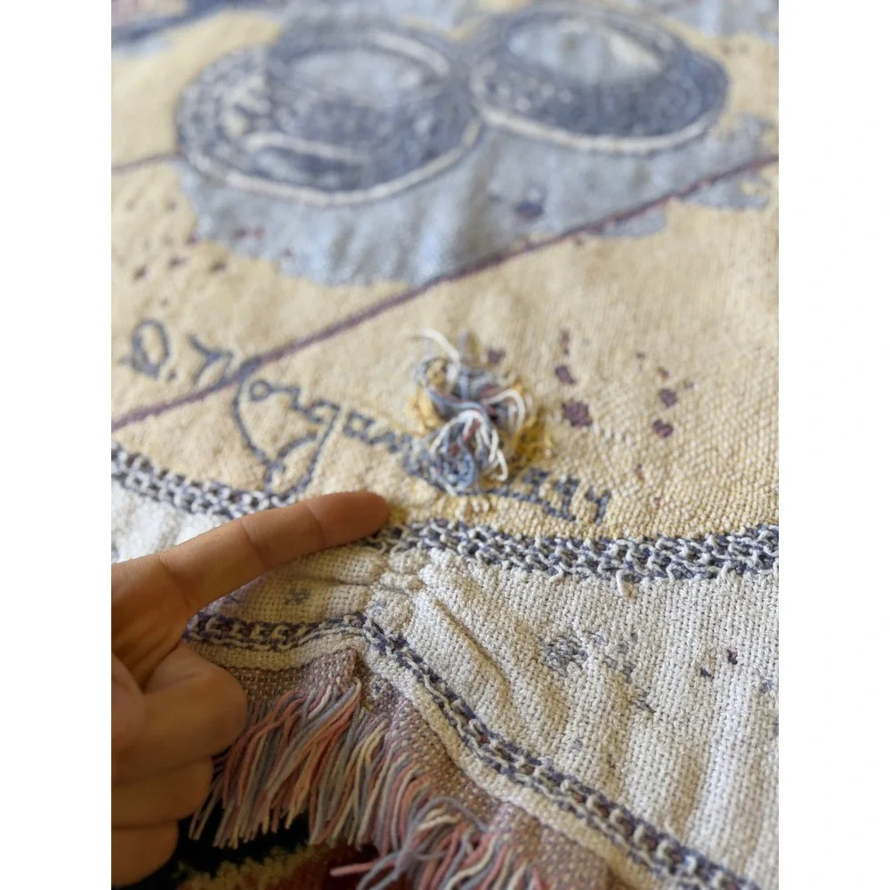 Vintage D Morgan Tea Time Woven Tapestry Throw Blanket Cottagecore‎ Fringe 69x46